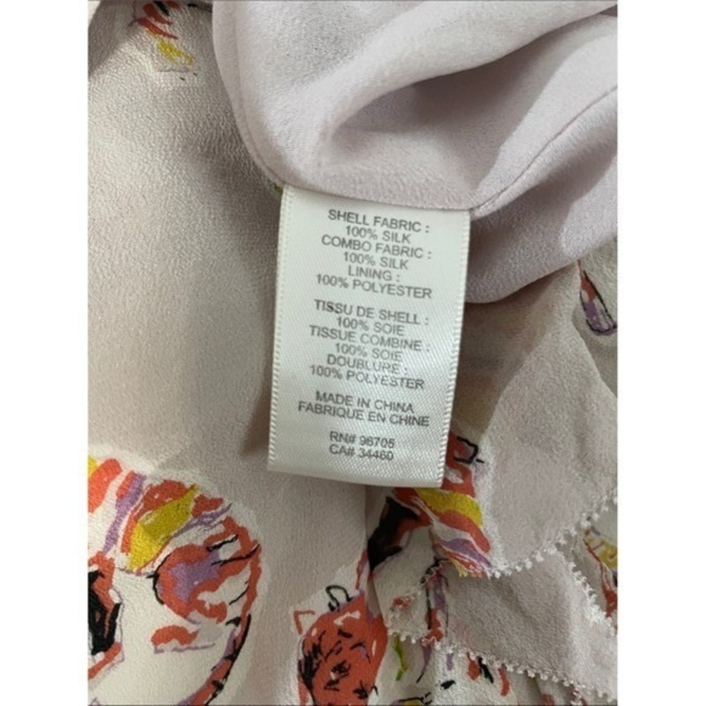 Rebecca Taylor Cami Top Silk Tiger Print Ruffle Size 4 Sleeveless Blouse - Picture 4 of 15